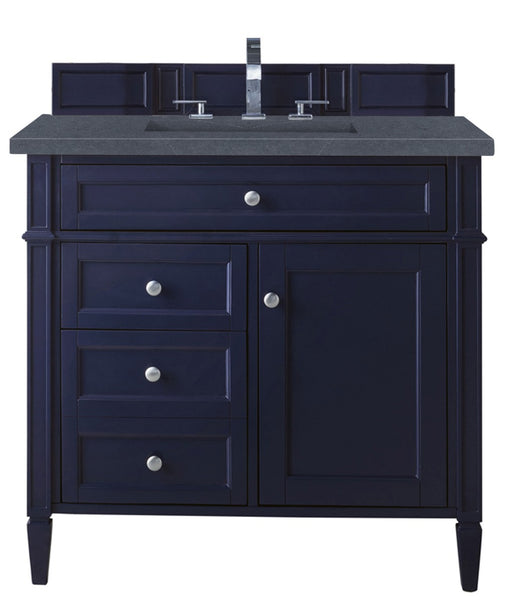 James Martin Furniture - Brittany 36" Victory Blue Single Vanity w- 3 CM Charcoal Soapstone Quartz Top - 650-V36-VBL-3CSP - GreatFurnitureDeal