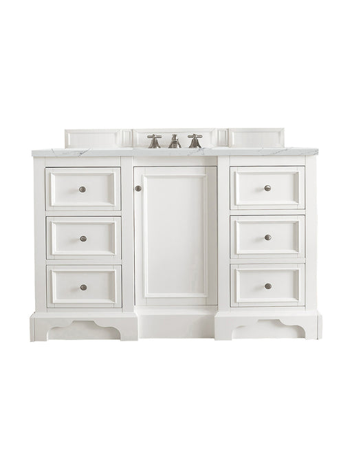 James Martin Furniture - De Soto 48" Single Vanity, Bright White, w/ 3 CM Ethereal Noctis Quartz Top - 825-V48-BW-3ENC - GreatFurnitureDeal