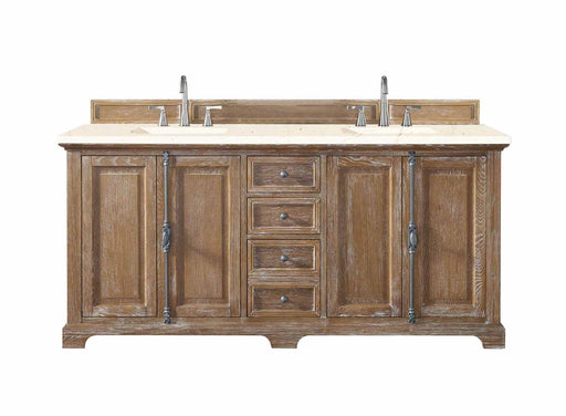 James Martin Furniture - Providence 72" Double Vanity Cabinet, Driftwood, w- 3 CM Eternal Marfil Quartz Top - 238-105-5711-3EMR - GreatFurnitureDeal