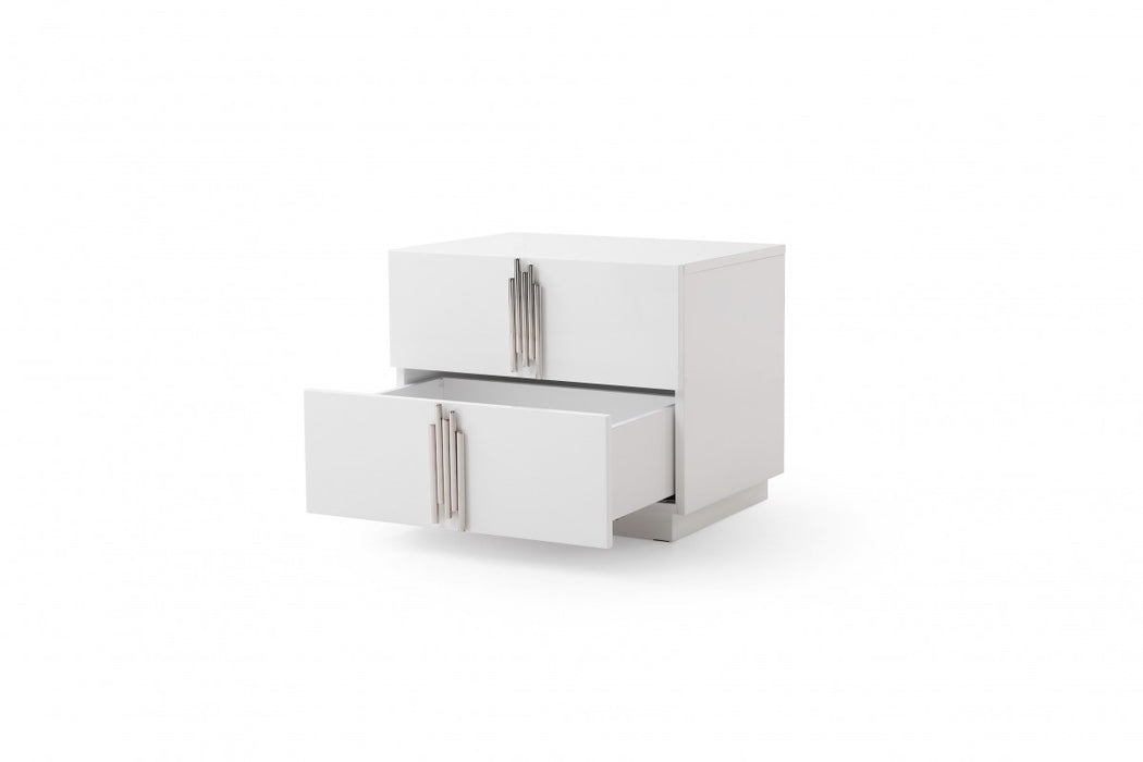 VIG Furniture - Modrest Token - Modern White & Stainless Steel Bedroom Set - VGVCBD815-SET-WHT - GreatFurnitureDeal