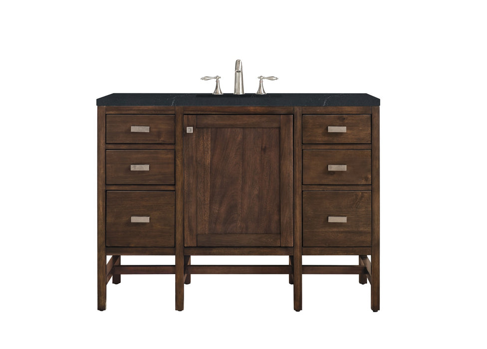 James Martin Furniture - Addison 48" Single Vanity Cabinet, Mid Century Acacia, w- 3 CM Charcoal Soapstone Quartz Top - E444-V48-MCA-3CSP - GreatFurnitureDeal