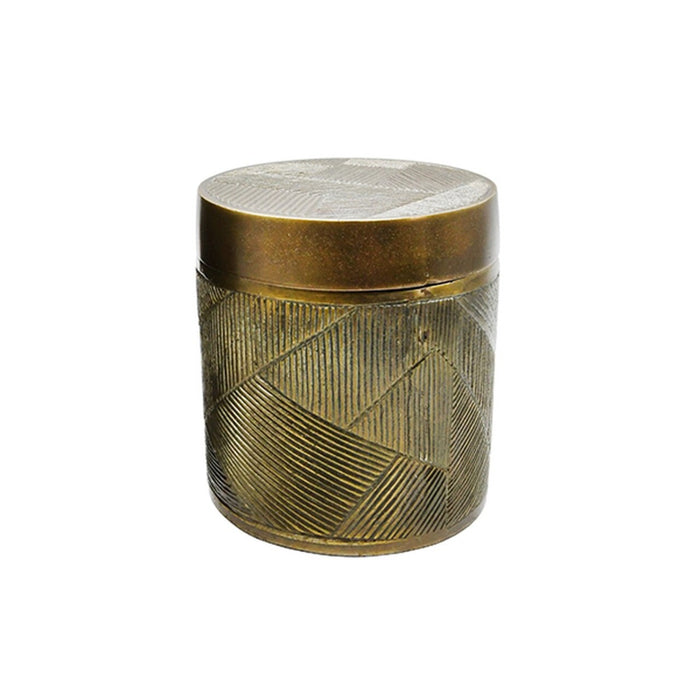 Worlds Away - Paco Small Hand Crafted Decorative Canister In Antique Brass - PACO SM - GreatFurnitureDeal
