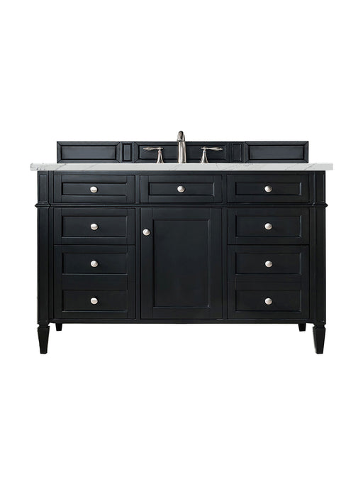 James Martin Furniture - Brittany 48" Black Onyx Single Vanity w/ 3 CM Ethereal Noctis Quartz Top - 650-V48-BKO-3ENC - GreatFurnitureDeal