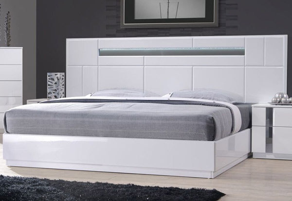 J&M Furniture - Palermo White Lacquer 4 Piece Queen Bedroom Set - 17853-Q-4SET