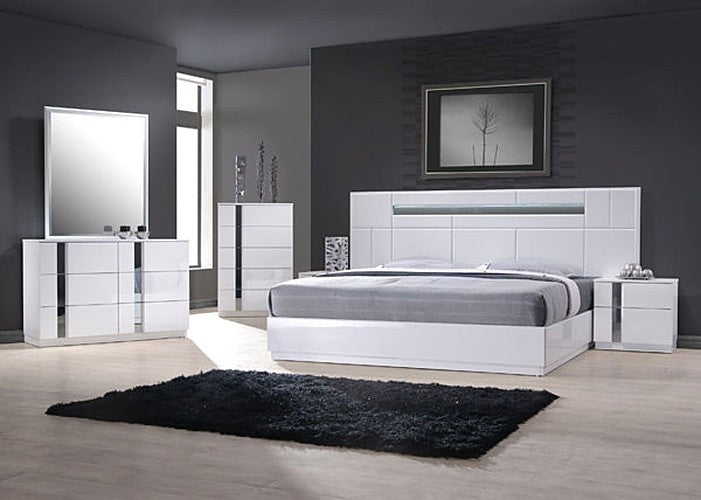 J&M Furniture - Palermo White Lacquer Eastern King Bed - 17853-K - GreatFurnitureDeal