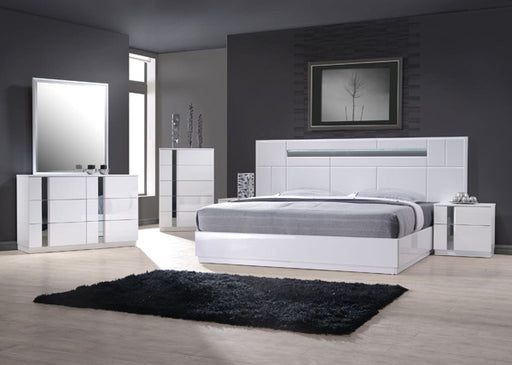 J&M Furniture - Palermo White Lacquer 4 Piece Queen Bedroom Set - 17853-Q-4SET