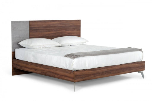 VIG Furniture - Nova Domus Palermo - Modern Italian Faux Concrete & Walnut Bed - VGACPALERMO-WAL-BED - GreatFurnitureDeal