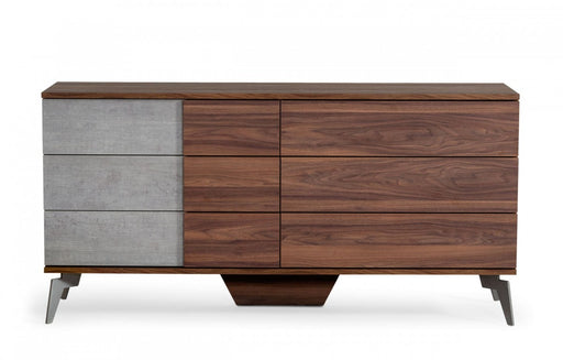 VIG Furniture - Nova Domus Palermo - Modern Italian Faux Concrete & Walnut Dresser - VGACPALERMO-WAL-DRS - GreatFurnitureDeal