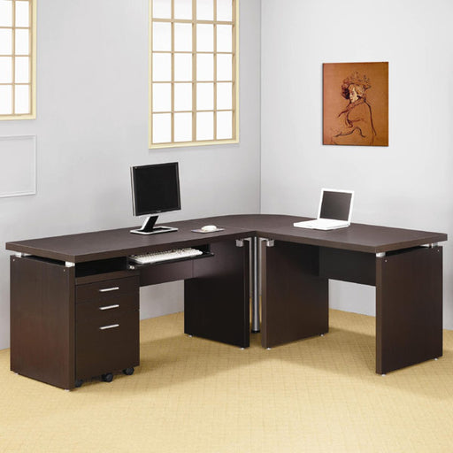 Coaster Furniture - Skylar Cappuccino L Desk - 800891-92-93-94