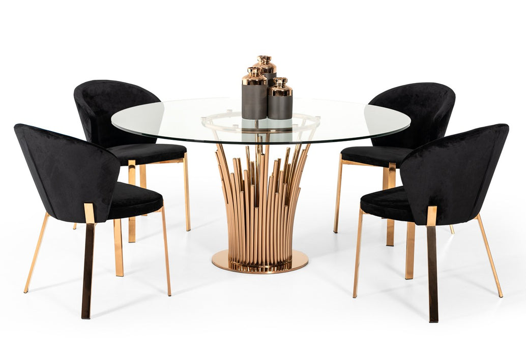 VIG Furniture - Modrest Paxton Modern Round Glass & Rosegold Dining Table - VGVCT817-RND - GreatFurnitureDeal