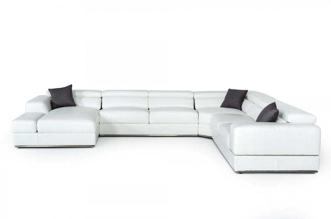 VIG Furniture - Divani Casa Pella - Modern White Italian Leather Sectional Sofa - VGCA5106-LAF