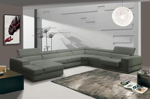 VIG Furniture - Divani Casa Pella - Modern Grey Italian Leather U Shaped Sectional Sofa - VGCA5106O-GRY-LAF-SECT - GreatFurnitureDeal