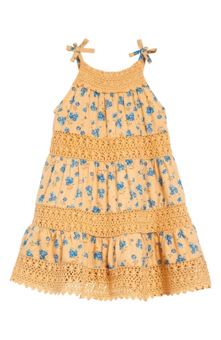 Peek Kids Penelope Floral & Lace Tiered Dress - XS (4-5)