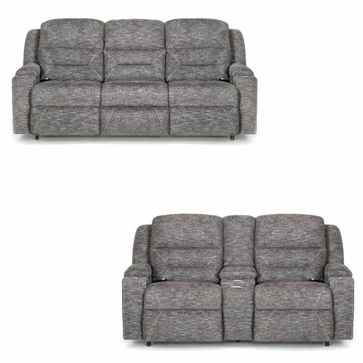 Franklin Furniture - Beacon 2 Piece Triple Power Reclining Sofa Set - 79847-35-PEWTER