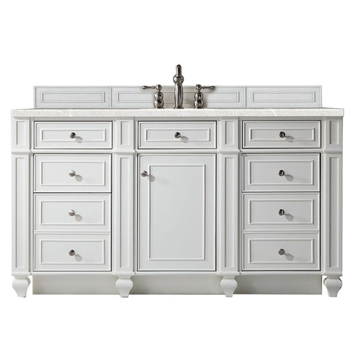 James Martin Furniture - Bristol 60" Single Vanity, Bright White, w- 3 CM Eternal Serena Quartz Top - 157-V60S-BW-3ESR - GreatFurnitureDeal