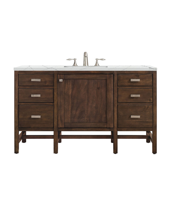 James Martin Furniture - Addison 48" Single Vanity Cabinet, Mid Century Acacia, w/ 3 CM Ethereal Noctis Quartz Top - E444-V48-MCA-3ENC - GreatFurnitureDeal