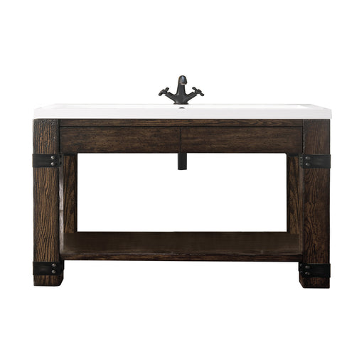 James Martin Furniture - Brooklyn 39.5" Wooden Sink Console, Rustic Ash w/ White Glossy Composite Countertop - C205V39.5RSAWG - GreatFurnitureDeal