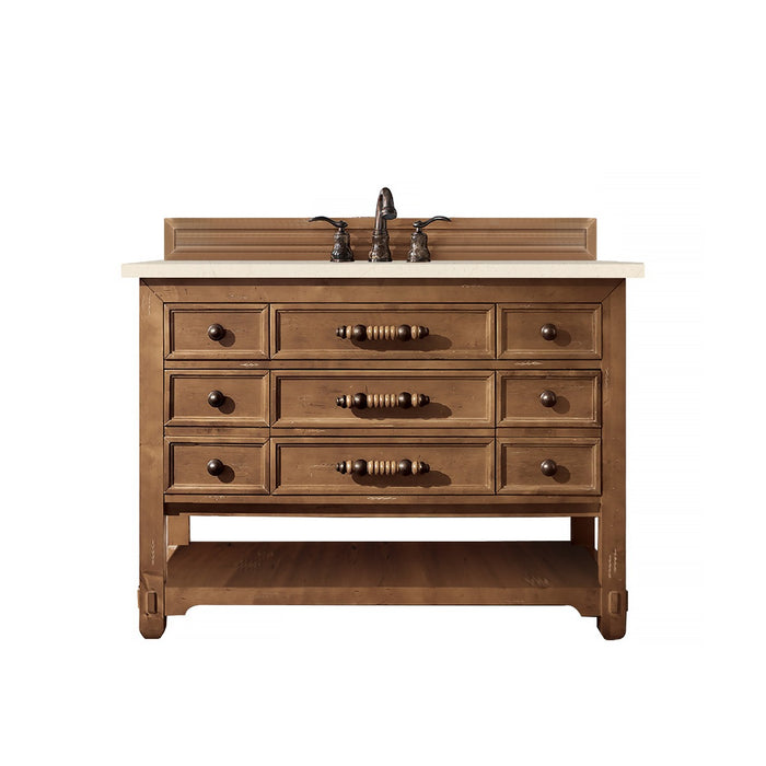 James Martin Furniture - Malibu 48" Single Vanity Cabinet, Honey Alder, w- 3 CM Eternal Marfil Quartz Top - 500-V48-HON-3EMR - GreatFurnitureDeal