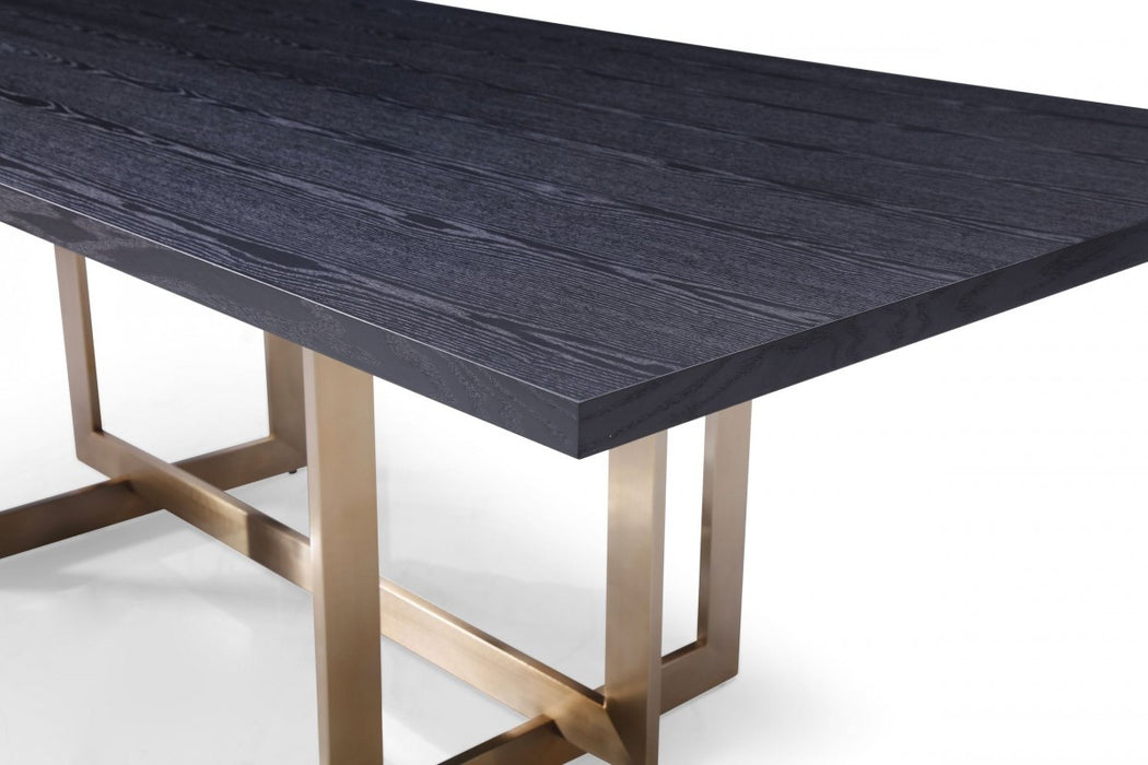 VIG Furniture - Modrest Pike - Modern Black Ash & Brass Dining Table - VGVCT8961W-BLK-DT