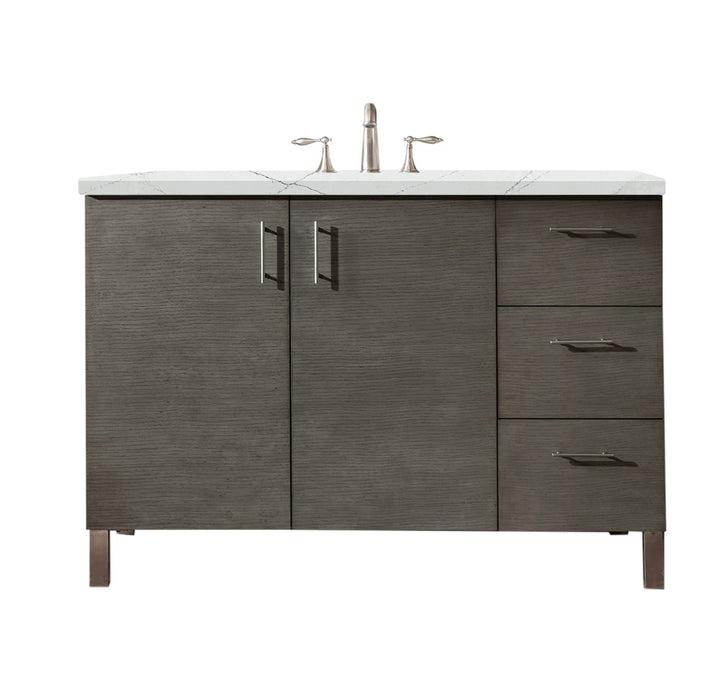 James Martin Furniture - Metropolitan 48" Single Vanity, Silver Oak, w/ 3 CM Ethereal Noctis Quartz Top - 850-V48-SOK-3ENC - GreatFurnitureDeal