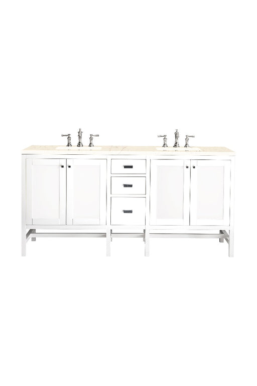James Martin Furniture - Addison 72" Double Vanity Cabinet, Glossy White, w- 3 CM Eternal Marfil Top - E444-V72-GW-3EMR - GreatFurnitureDeal