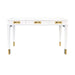 Worlds Away - Three Drawer Desk With Brass Details In Matte White Lacquer - PLATO WH - GreatFurnitureDeal
