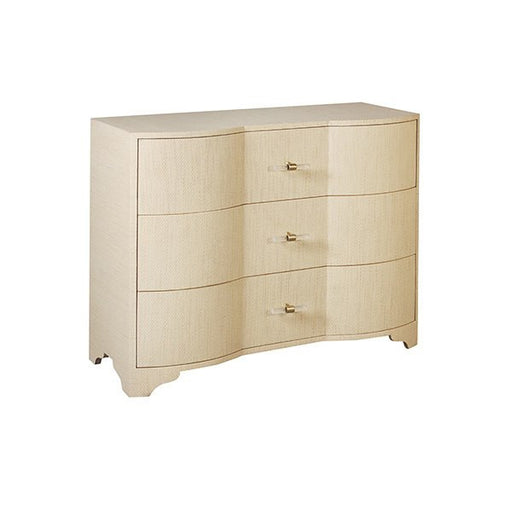 Worlds Away - Three Drawer Chest In Natural Grasscloth With Acrylic Hardware - PLYMOUTH NAT