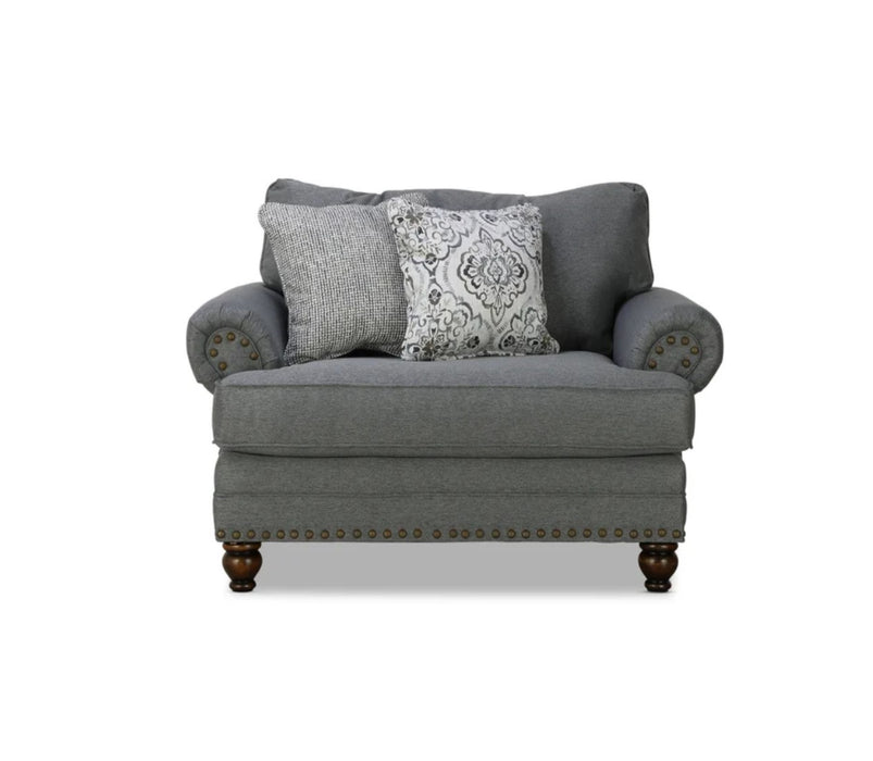 Southern Home Furnishings - 2822 Bates Charcoal Chair 1/2 in Gray - 2822 Bates Charcoal Chair 1/2 - GreatFurnitureDeal