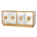 Worlds Away - Antique Mirror 4-Door Entertainment Console With Gold Leaf Detailing - PONTI G
