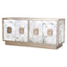 Worlds Away - Antique Mirror 4-Door Entertainment Console With Champagne Silver Leaf Detailing - PONTI S