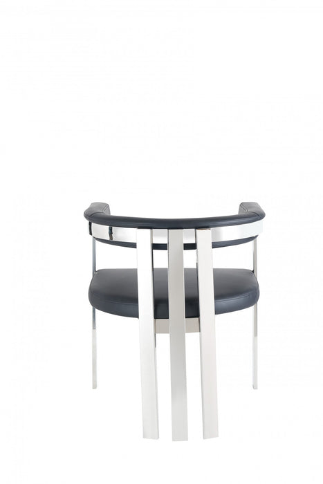 VIG Furniture - Modrest Pontiac Modern Black Vegan Leather and Stainless Steel Dining Chair - VGZAY129-BLK-DC - GreatFurnitureDeal