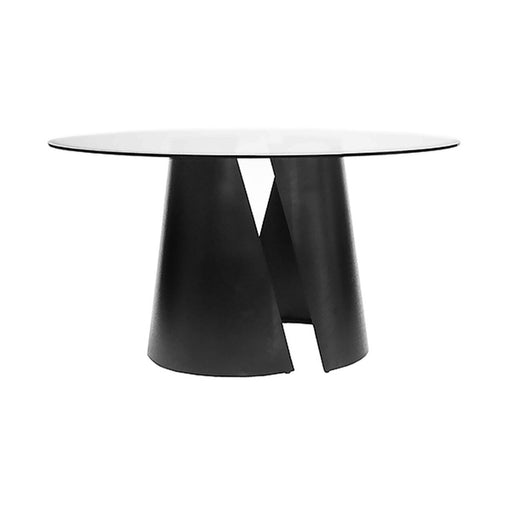 Worlds Away - Portia Set Of Two Dining Table Bases In Black Powder Coat With 48" Dia Glass - PORTIA BLK48 - GreatFurnitureDeal