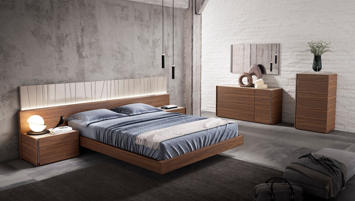 J&M Furniture - Porto 6 Piece Queen Platform Bedroom Set  in Walnut - 17866-Q-6SET - GreatFurnitureDeal