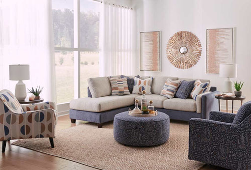 Southern Home Furnishings - Herzl Sectional in Denim Loxley Coconut - 5005-26L 21R Herzl Denim Loxley - GreatFurnitureDeal