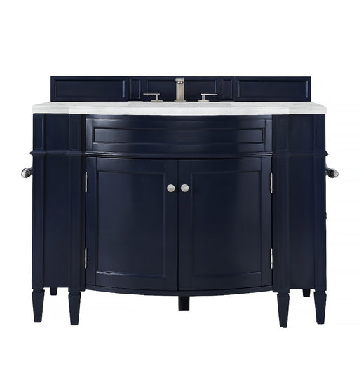 James Martin Furniture - Brittany 46" Single Vanity, Victory Blue w- 3 CM Arctic Fall Solid Surface Top - 650-V46R-VBL-AF - GreatFurnitureDeal