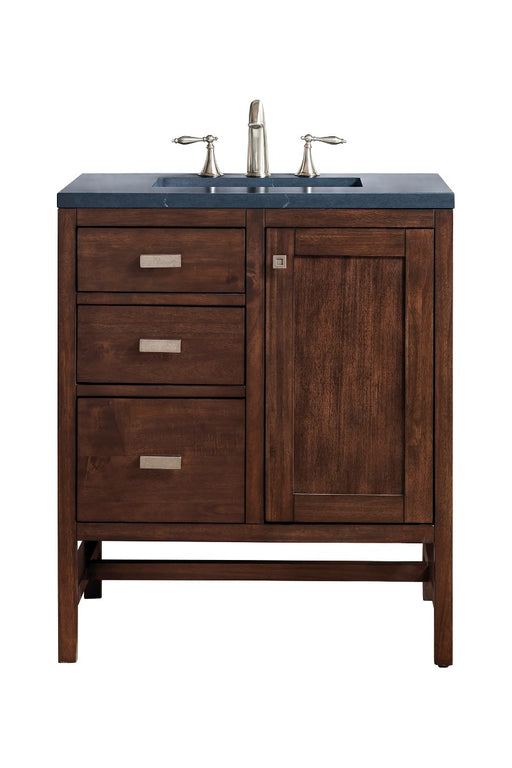 James Martin Furniture - Addison 30" Single Vanity Cabinet, Mid Century Acacia, w- 3 CM Charcoal Soapstone Quartz Top - E444-V30-MCA-3CSP - GreatFurnitureDeal