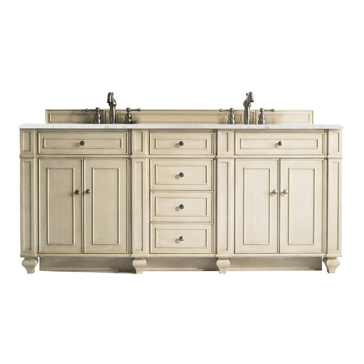 James Martin Furniture - Bristol 72" Double Vanity, Vintage Vanilla, w- 3 CM Eternal Jasmine Pearl Quartz Top - 157-V72-VV-3EJP - GreatFurnitureDeal