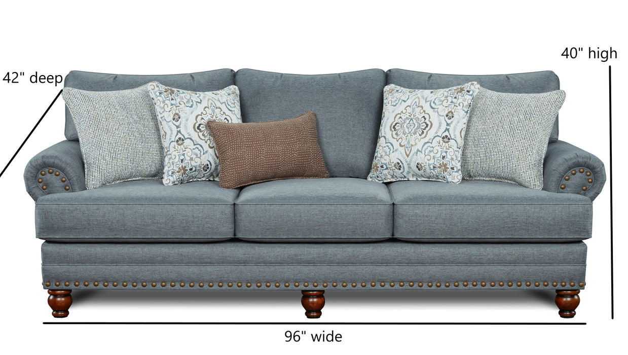 Southern Home Furnishings - 2820-KP Bates Charcoal Sofa in Grey - 2820-KP Bates Charcoal Sofa