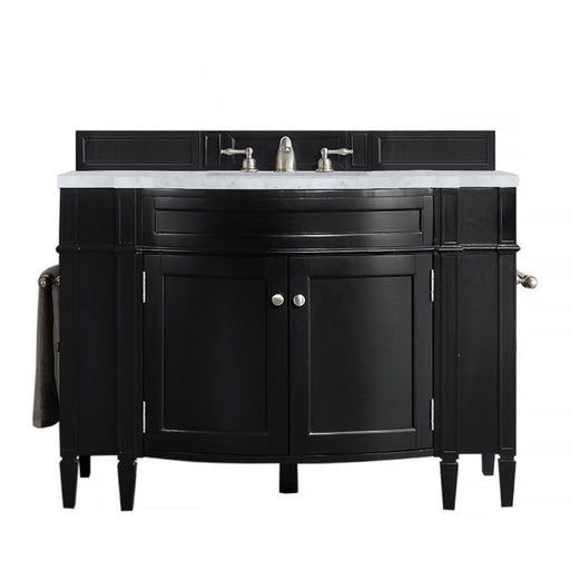 James Martin Furniture - Brittany 46" Single Vanity, Black Onyx w- 3 CM Carrara Marble Top - 650-V46R-BKO-CAR - GreatFurnitureDeal