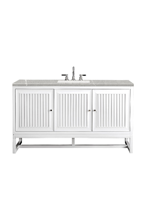 James Martin Furniture - Athens 60" Single Vanity Cabinet , Glossy White, w- 3 CM Eternal Serena Top - E645-V60S-GW-3ESR - GreatFurnitureDeal