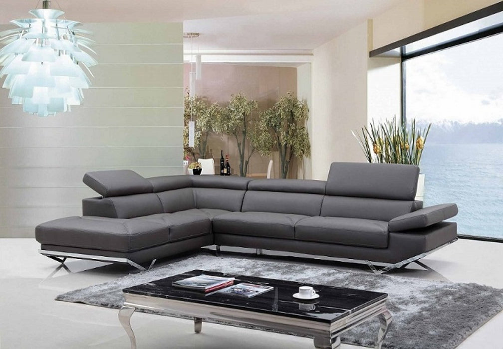VIG Furniture - Divani Casa Quebec - Modern Dark Grey Eco-Leather Left Facing Sectional Sofa - VGKN-K8488-SECT-DKGRY-L - GreatFurnitureDeal