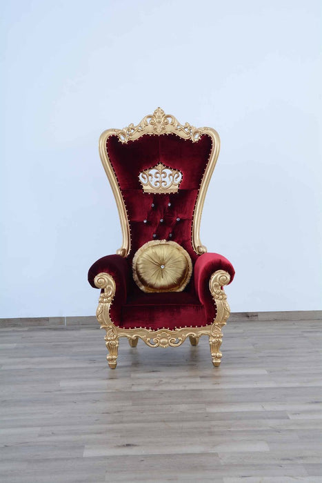 European Furniture - Queen Elizabeth High Back Chair in Red - 35095