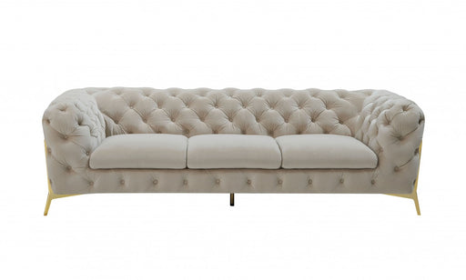 VIG Furniture - Divani Casa Quincey Transitional Beige Velvet Sofa - VGKNK8520-BEI-S - GreatFurnitureDeal