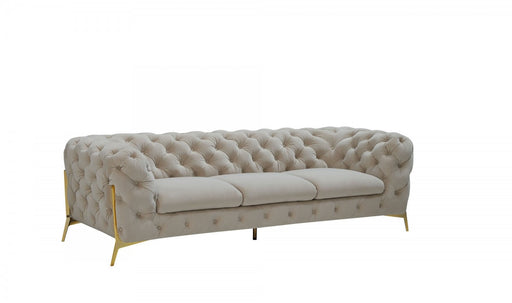 VIG Furniture - Divani Casa Quincey Transitional Beige Velvet Sofa - VGKNK8520-BEI-S - GreatFurnitureDeal