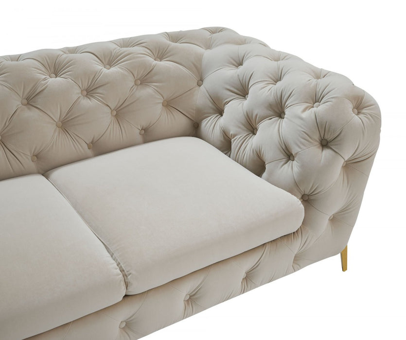 VIG Furniture - Divani Casa Quincey Transitional Beige Velvet Sofa - VGKNK8520-BEI-S