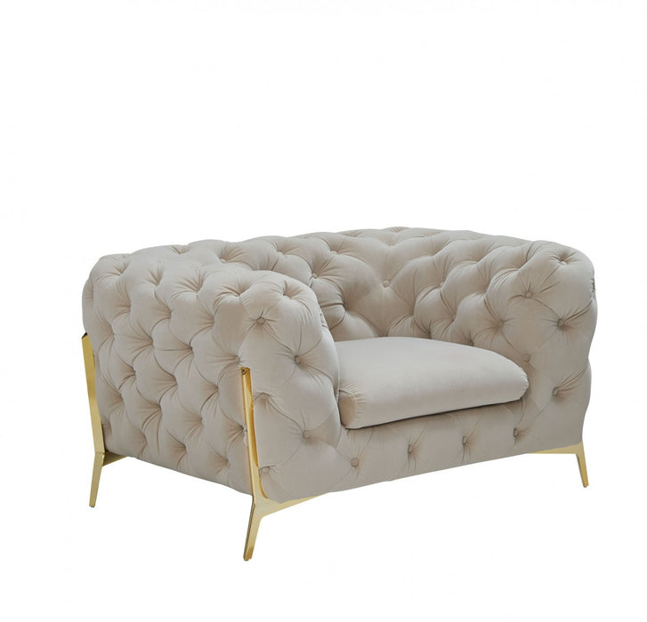 VIG Furniture - Divani Casa Quincey Transitional Beige Velvet Chair - VGKNK8520-BEI-CH