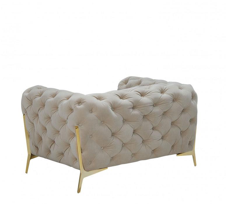VIG Furniture - Divani Casa Quincey Transitional Beige Velvet Chair - VGKNK8520-BEI-CH - GreatFurnitureDeal
