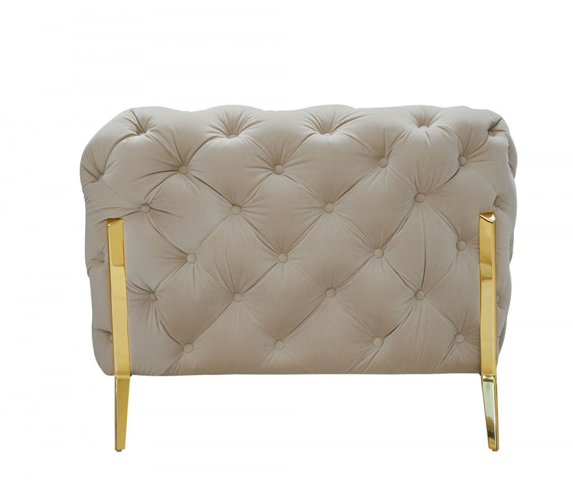 VIG Furniture - Divani Casa Quincey Transitional Beige Velvet Chair - VGKNK8520-BEI-CH
