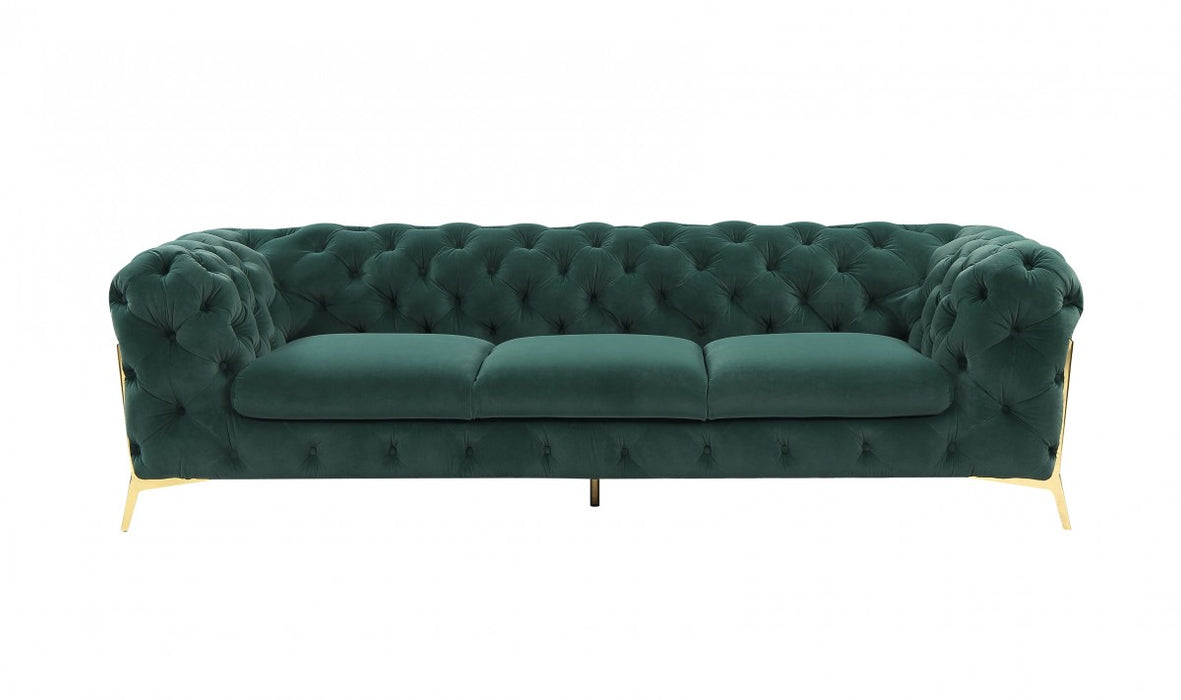 VIG Furniture - Divani Casa Quincey Transitional Emerald Green Velvet Sofa - VGKNK8520-GRN-S - GreatFurnitureDeal