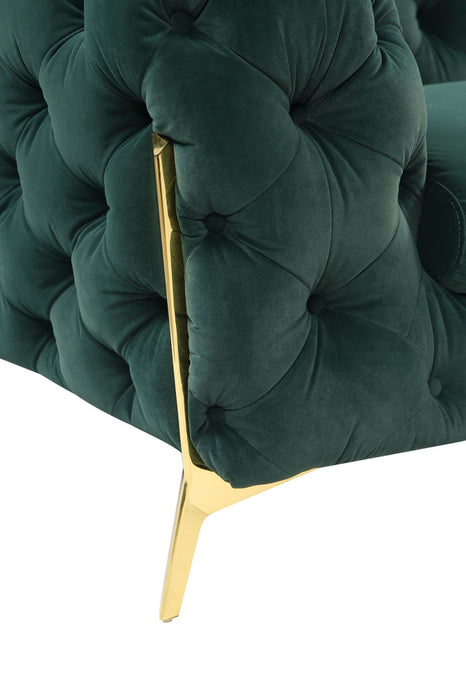 VIG Furniture - Divani Casa Quincey Transitional Emerald Green Velvet Sofa - VGKNK8520-GRN-S - GreatFurnitureDeal